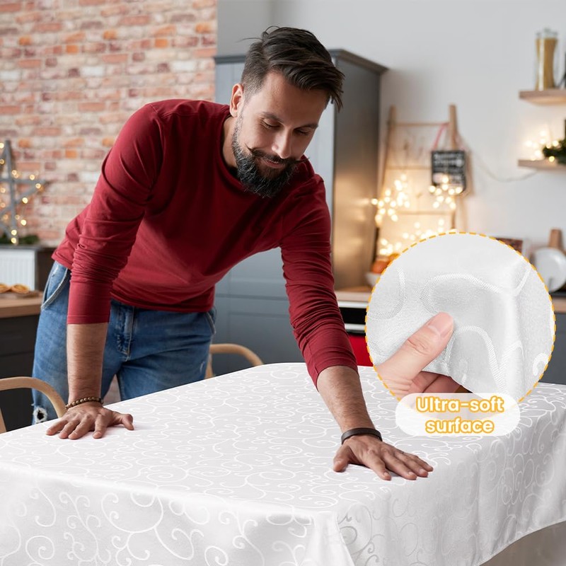 AMFUN Table Cloth Rectangular 130 * 220cm,Polyester Jacquard Tablecloth,Washable Dust-Proof