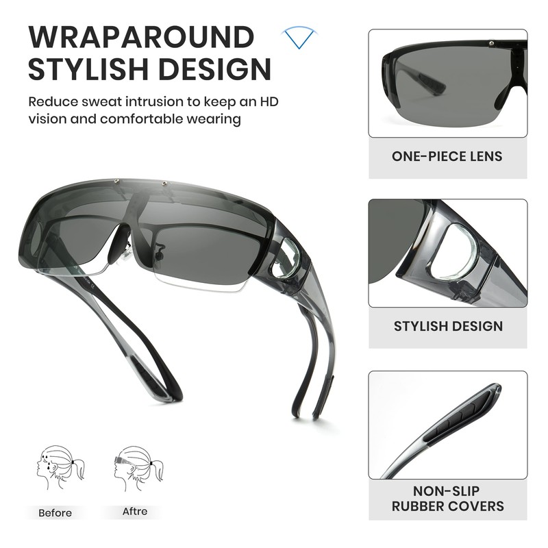 Cyxus Flip Up Sunglasses, Over Sunglasses, Hanging Over Glasses, Polarized