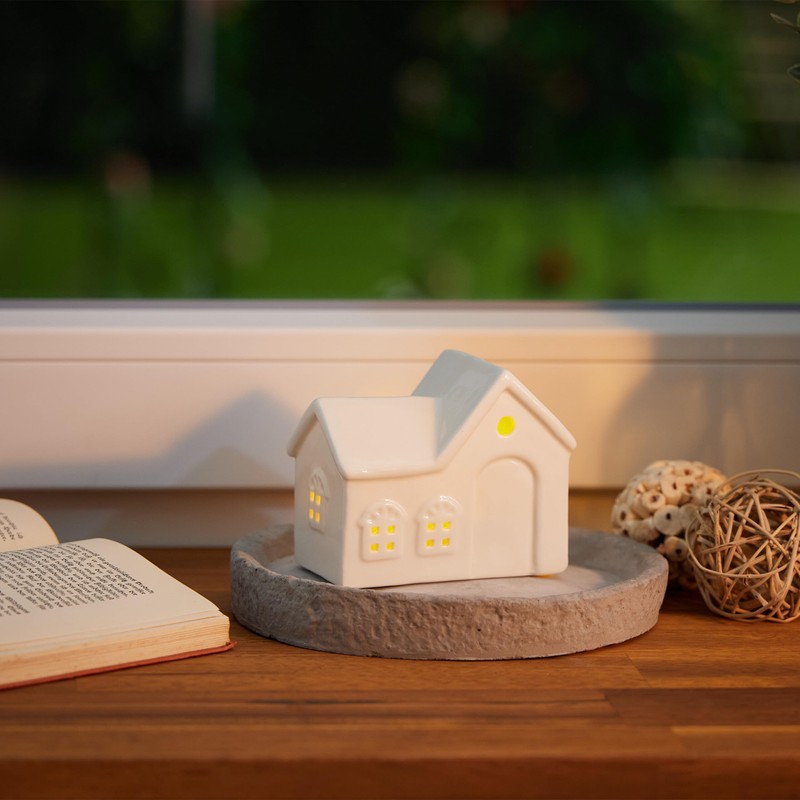 Relaxdays Ceramic Tea Light House, Light House for 1 Tea