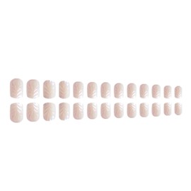 Hkanlre Square Press on Nails Short Fake Nails Tips Full Cover Summer White False Nails for Women and Girls 24PCS