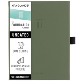 AT-A-GLANCE Foundation Goal Setting Planner, Undated Weekly & Monthly Journal, Track Progress, Create Habits, 5-3/4" x 8-1/4", Green (FD2-200-60)