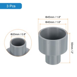 uxcell 3 Pcs UPVC Reducer Pipe Fitting, 1-1/4"x1/2" PVC Straight Pipe Coupling Adapter Connector for Home Sewer Plumbing Water Line, Grey