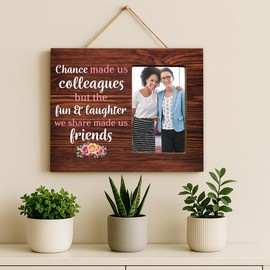 LUERHUI Coworker Gifts Picture Frame for Retirement Farewell Leaving, Chance Made Us Colleagues Wooden Picture Frame for Colleague Boss Coworker Team