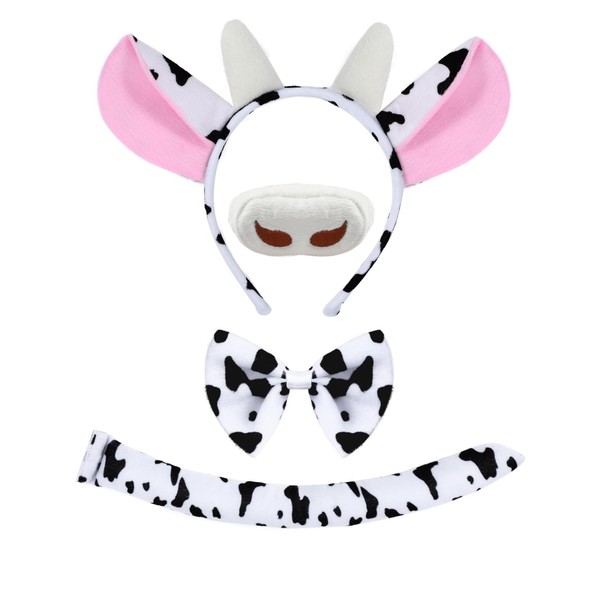 Spooktacular Creations 4 Pcs Halloween Cow Costume with 1 Nose,1