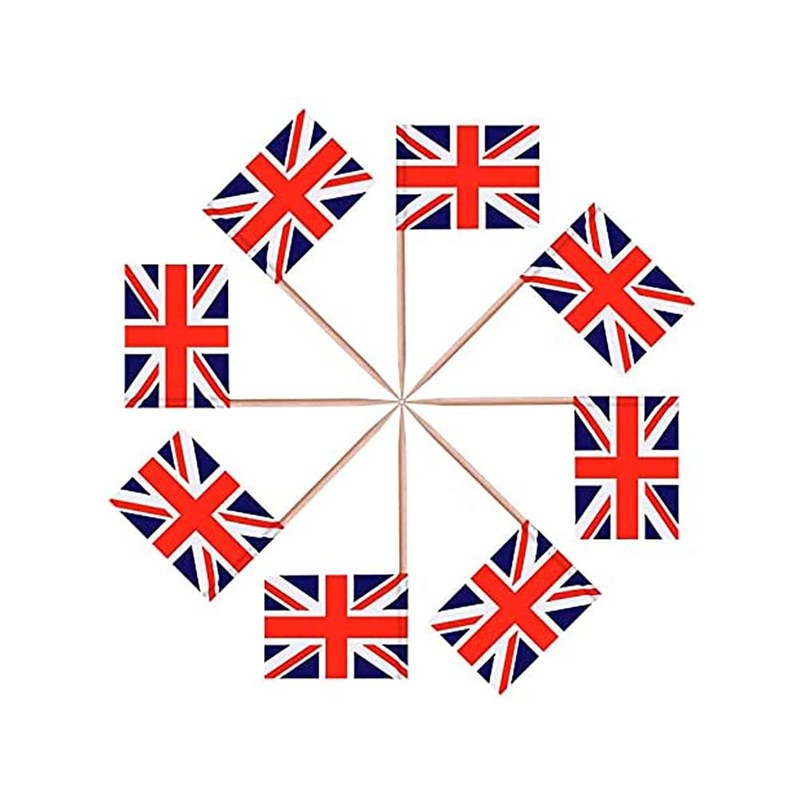 SHATCHI Union Jack Toothpicks British Sandwich Flags Food Cupcake Cocktail