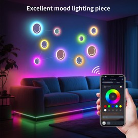 KANTUTOE DIY LED Wall Lights, Led Strip Lights, Customizable LED Constellation Light with App & Remote Control, Music Sync, Color-Changing Lighting for Living Room/Home Decor
