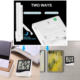 KAMYSEN Termómetro Higrómetro Digital,Termómetro Digital inalámbrico para Interiores y Exteriores,con Función Reloj y Alarma (Negro)