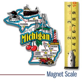 Michigan Jumbo State Magnet by Classic Magnets, 3.7" x 3.9", Collectible Souvenirs Made in The USA