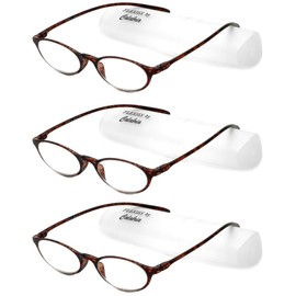 Calabria 719 Flexie Oval Reading Glasses +1.50 Tortoise (3pack) Men/Women Bendable Single Power Readers TR90 Flexible