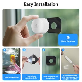 Window Camera, 2K 2.4G WIFI Indoor Cameras for Home Security with Starlight Night Vision, AI Smart Detection, 911 Emergency Dispatch, US Based Cloud,2 Way Talk, 24/7 Recording, Easy & Quick Install