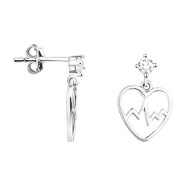 SOFIA MILANI - E1770 Women's Earrings 925 Silver with Zirconia Stones - Heart Earrings, Sterling silver, Cubic Zirconia