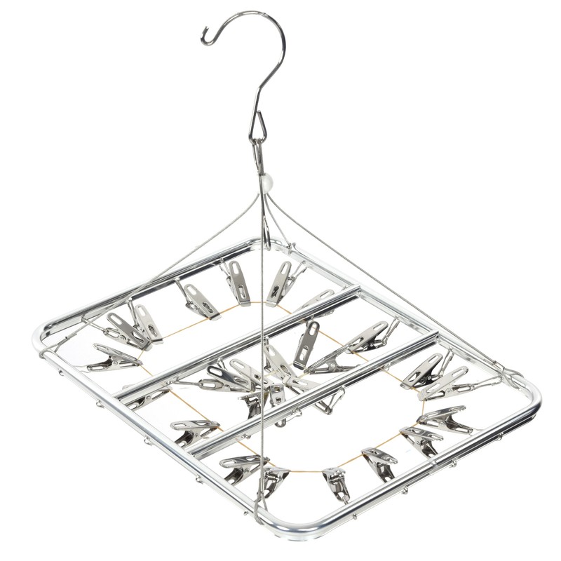 Multifunction Aluminum Alloy Laundry Drying Rack with 26 Clips for