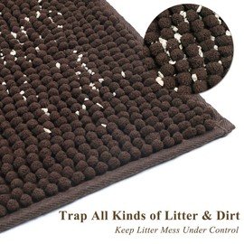 Vivaglory Super Soft Microfiber Cat Litter Mat, 31"× 20" Large Cat Mat for Under Litter Box with Waterproof Back, Machine Washable, Brown