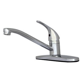 WMF-8347Z-CP - Hybrid Metal Deck Single Handle Kitchen Sink Faucet, Ceramic Cartridge, Less Spray Chrome Finish
