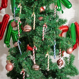 Heveer Candy Canes Glitter Christmas Tree Decoration Small Candy Cane Pendant 13 cm Christmas Tree Decoration Pack of 12 Gold