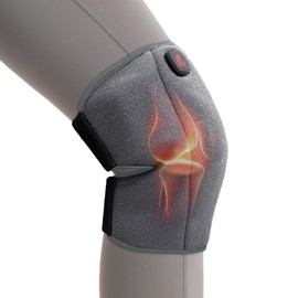 Heated Knee Brace, Cordless Knee Heating Pad for Arthritis, 3 Temperature Modes Knee Warmer, 3000mAh Battery Operated Knee Wrap for Men Women Seniors, Grey(Single)