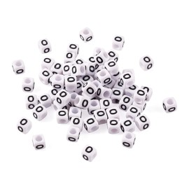 FASHEWELRY 300Pcs Cube White Acrylic Letter Beads 6x6mm Letter O Alphabet Beads for DIY Bracelet Necklace Jewelry Making