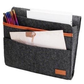 Dark Grey Bed Organiser for Hanging, 28 x 22 x 8 cm Bed Bag, Hanging Bed Frame Made of Felt, Organiser Bag, Bed Bag for Hanging, Suitable for Bedroom, Dorm, Sofa, Bedside Table