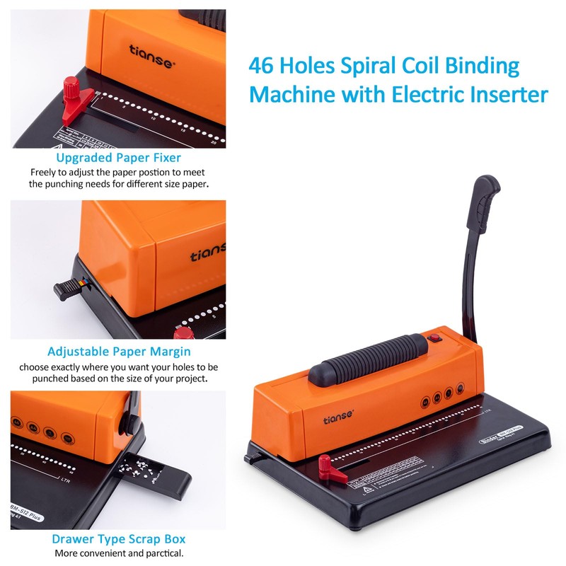 TIANSE Binding Machine, Spiral Coil Binder Machine, Manual Book Maker