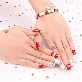 Set of 24 Nail Art Pearl Decoration Bride Fake Nails Nail Tips Bridal