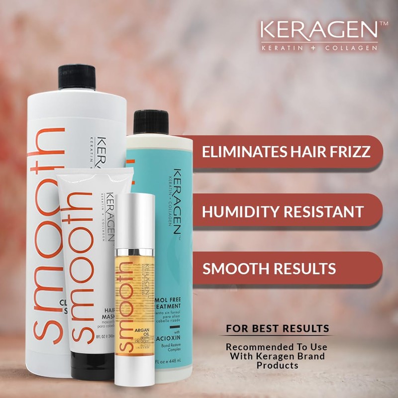 Keragen Brazilian Keratin Smoothing Treatment | Formaldehyde-Free Blowout Kit for