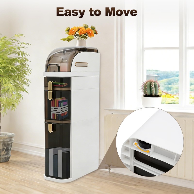 WUSILILU 3 Drawers Bathroom Floor Organizer Cabinet,Free Standing Cabinet w/4