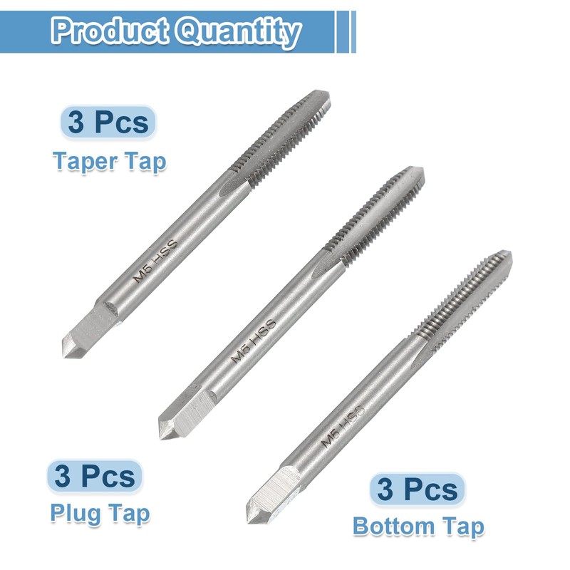 sourcing map 3 Set Metric Hand Tap Set, M5 x