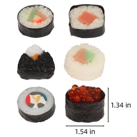 Fake Sushi 6Pcs Realistic Play Food Model Simulated Onigiri Dessert Japanese Artificial Lifelike Sushi Decoration for Home Kitchen Photography Props