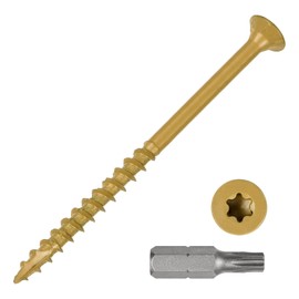 METALLIXITY Deck Screws (#10x3") 60Pcs, Carbon Steel Wood Screw Decking Screws with T25 Torx Drive Head - for Wood Fence, Table, Tan