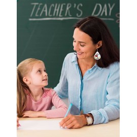 Stocking Stuffers for Teens 4 Pairs Teacher Earrings Teacher Earrings Gift Set Colorful Acrylic Books Earrings Creative Funny Pencil Teacher Earrings for Teacher Appreciation Gifts (Teacher Earrings-Set A)