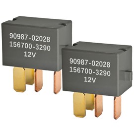 Relay 90987-02028 (Pack of 2) - 12VDC 30A 4-Pin AC Automotive Relay for 1997-Up Toyota Vehicles - Direct Replacement, Easy Installation