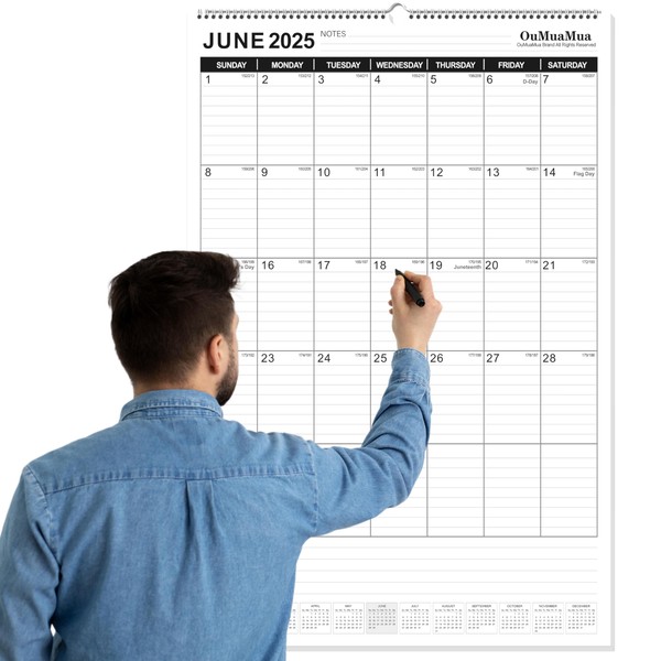 OuMuaMua Extra Large Wall Calendar 2025, 30" X 20" Vertical