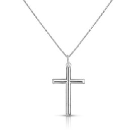Savlano 925 Sterling Silver Cross Pendant Necklace-18K Gold Plated 1.2MM Rope Chain For Women & Men Comes With a Gift Box - Made in Italy (W, 20)