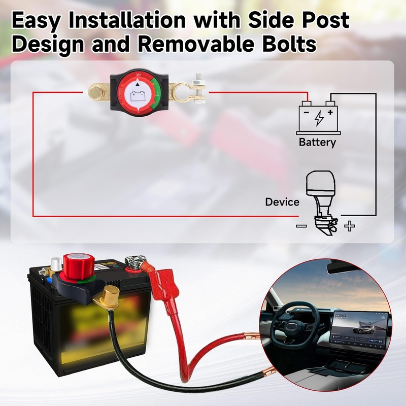 12-48V Battery Disconnect Switch, Top Post, Easy Installation, Protection for
