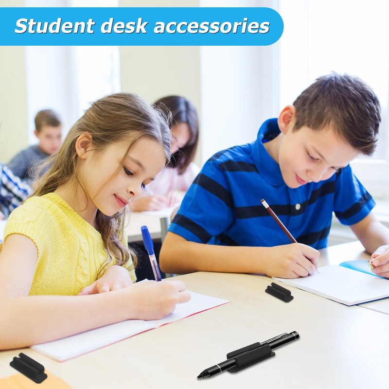 Viotim 10Pack Adhesive Pen Holder for Desk, Silicone Pen Holder