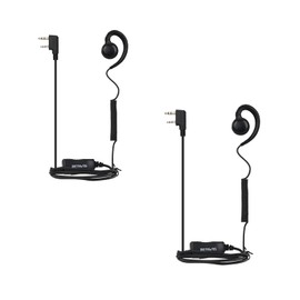 Retevis Two Way Radio Earpiece with Mic, Retractable coil Earpiece Compatible with RT24 RT27 RT22 RT622 RT617 RT618 RT619 Two Way Radio C Type Earhook 2 Pin Walkie Talkie Earphones(2 Pcs)