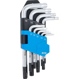 BGS 809 L-Type Tamper-Torx Short Allen Key Set, Silver/Black