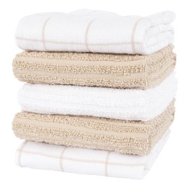 KAF Home Premium Dual Purpose Kitchen Towels (16”x 28”, 5 Pack) | Cotton Kitchen Hand Towels | Absorbent and Plush Dual Purpose Terry Dish Towel Set
