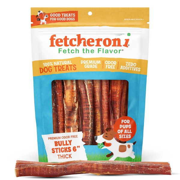 FETCHERONI Jumbo Bully Sticks for Dogs - Naturally Cleans and