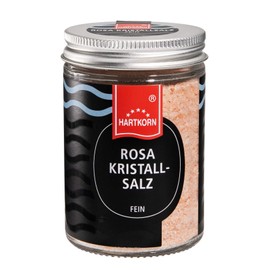 Pink Crystal Salt Fine - 110 g in Gourmet Glass by Hartkorn - Resealable and Refillable