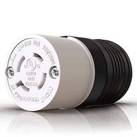 ELEGRP NEMA L14-20R Locking Connector, Generator Twist Lock Adapter Connector, 20 Amp 125/250V 3 Pole 4 Wire Grounding, Industrial Grade Heavy Duty, UL Listed (1 Pack, Black/White)