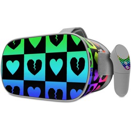 Decal Style Skin Wrap Compatible with Oculus Go Headset - Love Heart Checkers Rainbow (Oculus NOT Included)