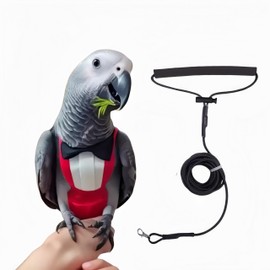 Magnoloran Bird Diapers Bird Harness Tuxedo Flight Suits with 80in Flying Leash Parrot Nappy with Waterproof Inner Layer Urine Wet Suite for Cockatiel Conure Parakeet Macaw Budgie-Red,M