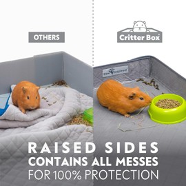 Paw Inspired Critter Box Washable Cage Liner, Reversible Fleece Bedding with Raised Sides for Guinea Pigs and Other Small Animals (2x4 (12" Grids), Gray/Pink)