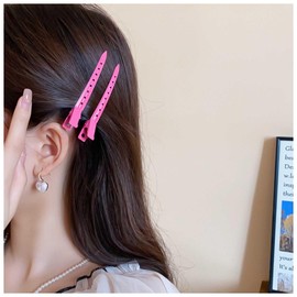 Cybche Metal Hair Clips Duck Bill Hair Clips Pink Hair Pin Clip Metal Alligator Curl Clips Long Side Clip Barrette Decorative Hair Accessories for Women