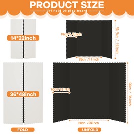 Ctosree 18 Pcs Tri Fold Poster Board Bulk, Lightweight Presentation Board, Science Fair Project Display Paperboard, Single Wall(14 x 22 Inch,Black)