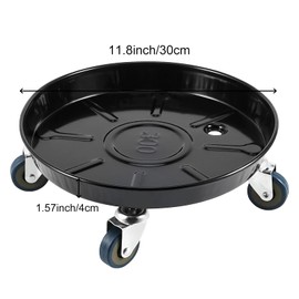 HOIGON 2 Pack 11.8 Inch Metal Plant Caddy with Wheels, Drain Tube and Water Tray, Heavy Duty Plant Pallet Caddy, Round Rolling Plant Stand Flower Planter Pot Mover for Indoor Outdoor