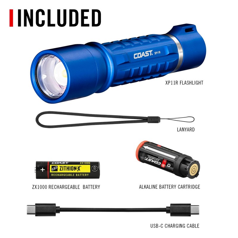 Coast XP11R 2600 Lumen USB-C Rechargeable LED Flashlight with Slide