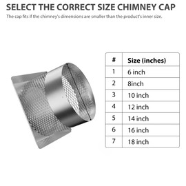 Garvee 6" Round Chimney Cap with Screen, Stainless Steel Mesh Cover, 6 Inch Adjustable Flue Cover for Rain, Birds & Debris, Fits Wood/Oil Stove Vent, Weatherproof & Easy Installation