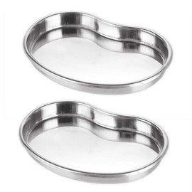 2 Pcs Stainless Steel Kidney Tray Small Instrument Tray Metal Kidney Dish Kidney Practical Tray Curved Instrument Tray for Tattoo Instrument Supplies